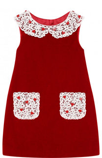 Приталенное мини-платье из хлопка с кружевной отделкой Dolce & Gabbana