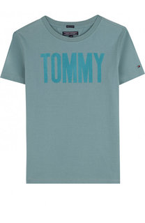 Хлопковая футболка с логотипом бренда Tommy Hilfiger