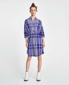 Льняная туника в клетку Zara