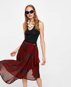 Жаккардовая юбка асимметричного кроя Zara