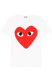 Белая футболка с крупным сердцем Comme Des Garcons Play