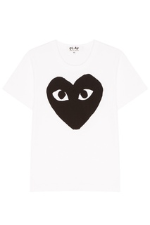 Белая футболка с черным сердцем Comme Des Garcons Play