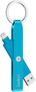 Кабель-брелок Belkin Apple 8pin-USB 2.4A 75мм (голубой)