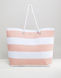 Розовая пляжная сумка в полоску South Beach - Мульти