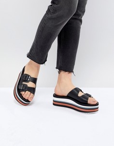 Сандалии в стиле колор блок на платформе с двумя пряжками Pull&Bear - Черный Pull&;Bear