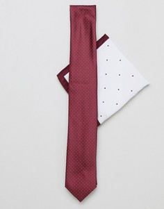 Галстук и платок для нагрудного кармана бордового цвета New Look - Красный
