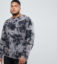 Jacamo Plus Long Sleeve Top In Tie Dye - Серый