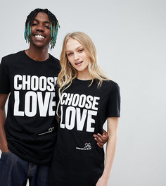 Черная удлиненная футболка из органического хлопка Help Refugees Choose Love - Черный