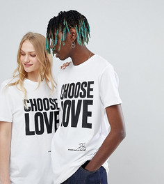 Белая удлиненная футболка из органического хлопка Help Refugees Choose Love - Белый