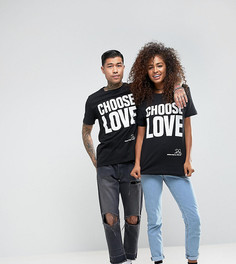 Черная футболка из органического хлопка с принтом Choose Love Help Refugees - Черный
