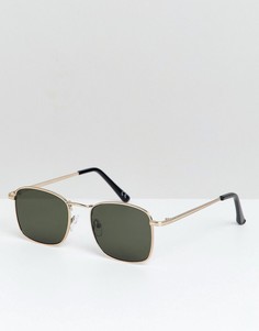 Квадратные солнцезащитные очки в золотистой оправе ASOS DESIGN - Золотой