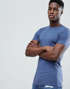 Голубая удлиненная облегающая футболка с круглым вырезом ASOS DESIGN - Темно-синий