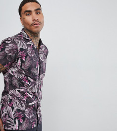 Строгая приталенная рубашка с гавайским принтом и отложным воротником Heart & Dagger - Розовый