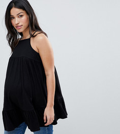 Ярусный топ на бретелях свободного кроя ASOS DESIGN Maternity - Черный