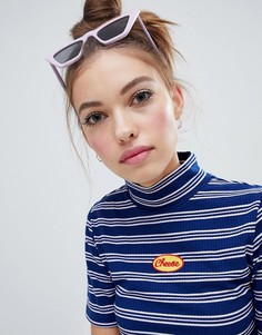 Lazy Oaf high neck fitted cheese t-shirt - Синий