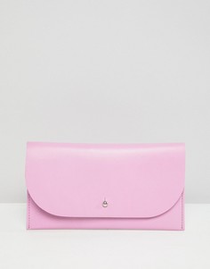 Кожаный кошелек с клапаном и заклепками ASOS DESIGN - Розовый