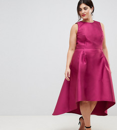 Платье асимметричной длины из сатина Chi Chi London Plus - Фиолетовый