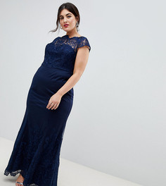 Кружевное платье макси Chi Chi London Plus - Темно-синий