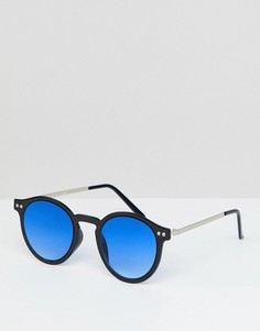 Черные круглые солнцезащитные очки с синими стеклами Spitfire - Черный