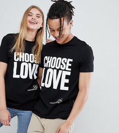 Черная футболка из органического хлопка с принтом Choose Love Help Refugees - Черный
