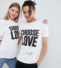 Белая футболка из органического хлопка с принтом Choose Love Help Refugees - Белый