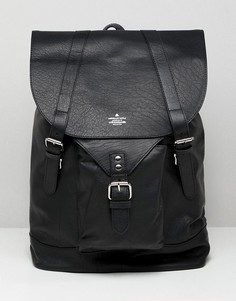 Черный кожаный рюкзак с карманом спереди ASOS DESIGN - Черный