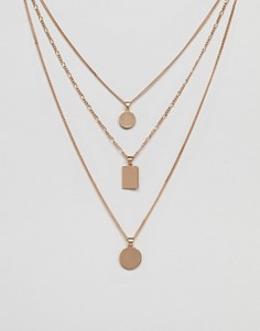 Золотистое ярусное ожерелье с геометрическими подвесками ALDO - Золотой