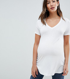Свободная футболка с V-образным вырезом ASOS DESIGN Maternity - Белый