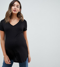 Свободная футболка с V-образным вырезом ASOS DESIGN Maternity - Черный