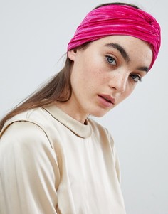 Розовая бархатная широкая повязка-тюрбан ASOS DESIGN - Розовый