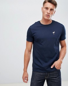 Темно-синяя футболка с круглым вырезом с вышивкой фламинго Burton Menswear - Темно-синий