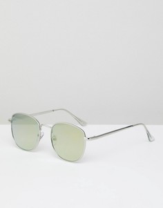 Серебристые солнцезащитные очки в стиле ретро River Island - Серебряный