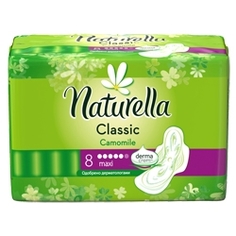 NATURELLA Classic Женские гигиенические прокладки ароматизированные с крылышками Camomile Maxi Single 8 шт.