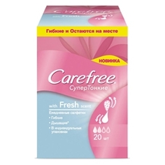 CAREFREE Салфетки Супертонкие Fresh scent ароматизированные в индивидуальной упаковке 20 шт.