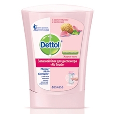 DETTOL Антибактериальное жидкое мыло для диспенсера No Touch с ароматом Розы и маслом ши (запасной блок) 250 мл (запасной блок)