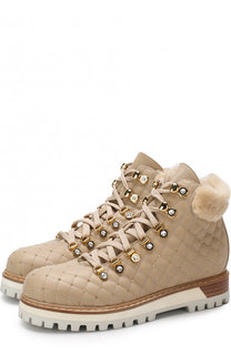 Кожаные ботинки на шнуровке с внутренней отделкой из овчины Le Silla