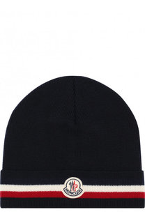 Шерстяная шапка с логотипом бренда Moncler