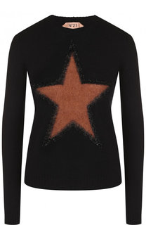 Шерстяной пуловер с декоративной отделкой в виде звезды No. 21