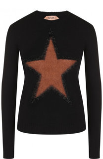 Шерстяной пуловер с декоративной отделкой в виде звезды No. 21