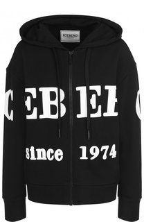Хлопковый кардиган с капюшоном и логотипом бренда Iceberg