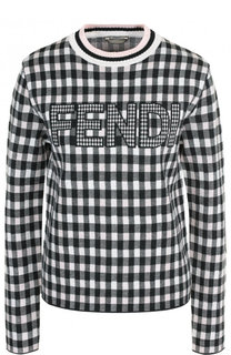 Шерстной пуловер с логотипом бренда Fendi