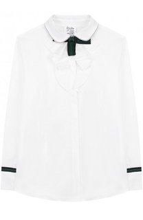 Хлопковая блуза с оборками и бантом Aletta