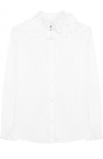 Хлопковая блуза с воротником-стойкой и бантом Aletta