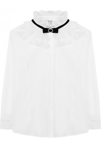 Хлопковая блуза с оборками и съемным бантом Aletta