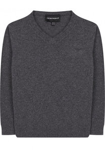 Хлопковый пуловер с V-образным вырезом Emporio Armani