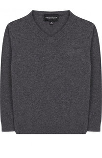 Хлопковый пуловер с V-образным вырезом Emporio Armani