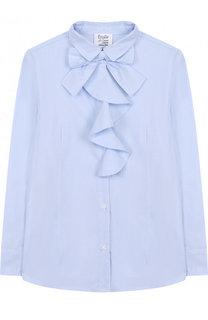 Хлопковая блуза с бантом и оборкой Aletta