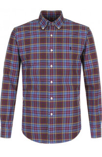 Хлопковая сорочка в клетку с воротником button down Polo Ralph Lauren