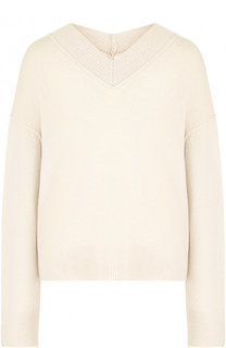 Кашемировый пуловер со спущенным рукавом и V-образным вырезом Helmut Lang