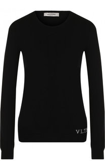 Кашемировый пуловер с круглым вырезом и логотипом бренда Valentino